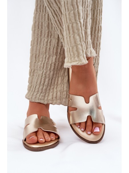 Women's Flat Sandals Made Of Eco Leather Golden Firvania