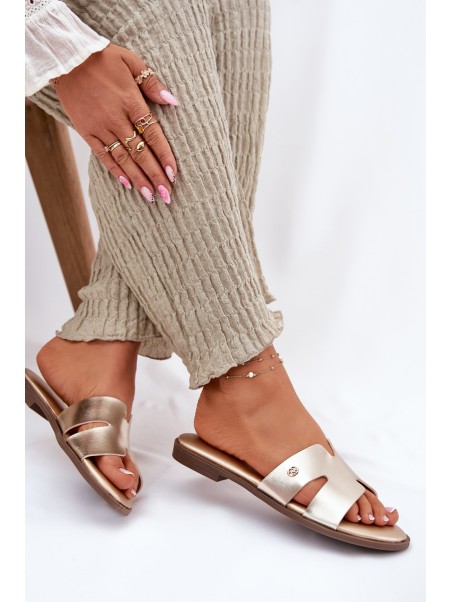 Women's Flat Sandals Made Of Eco Leather Golden Firvania