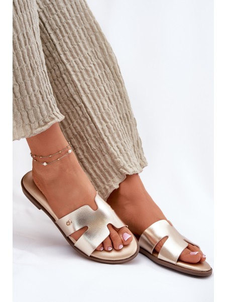 Women's Flat Sandals Made Of Eco Leather Golden Firvania