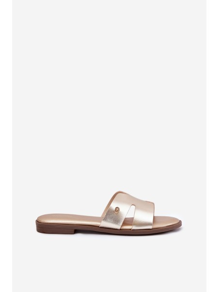 Women's Flat Sandals Made Of Eco Leather Golden Firvania