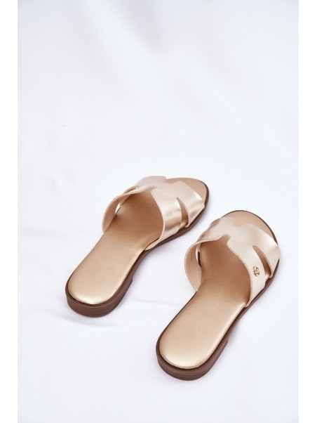 Women's Flat Sandals Made Of Eco Leather Golden Firvania