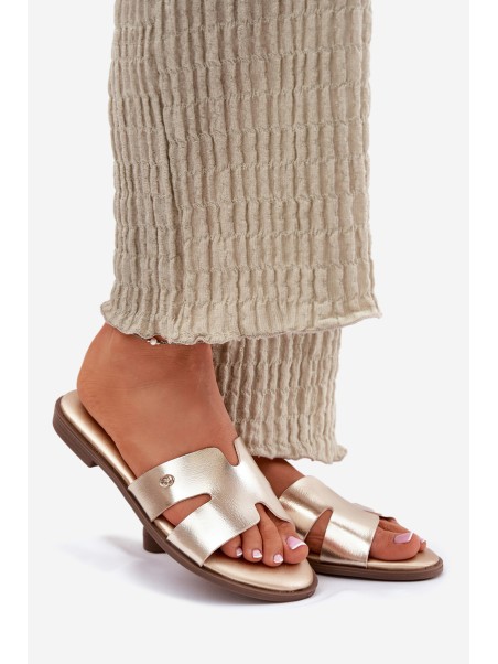 Women's Flat Sandals Made Of Eco Leather Golden Firvania