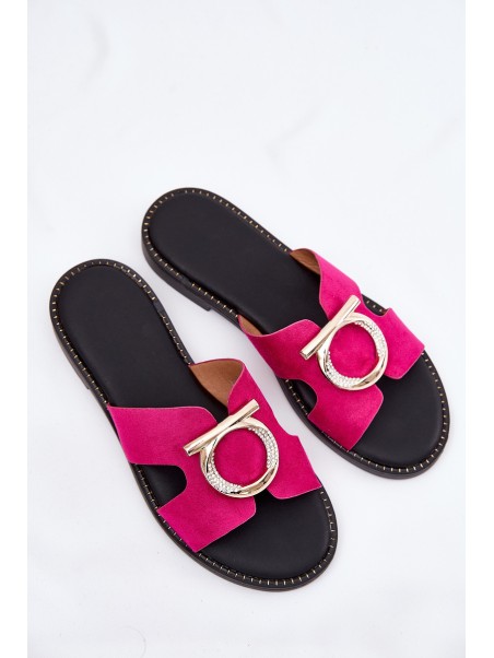 Women Slippers On Flat Heel With Decoration Vinceza 17381 Fuchsia