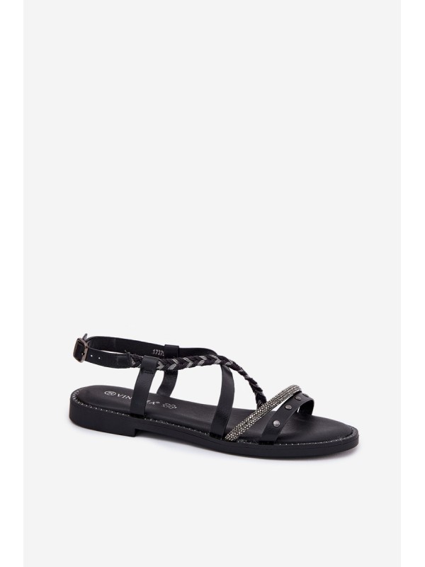 Flat Sandals With Decorative Straps Vinceza 17379 Black