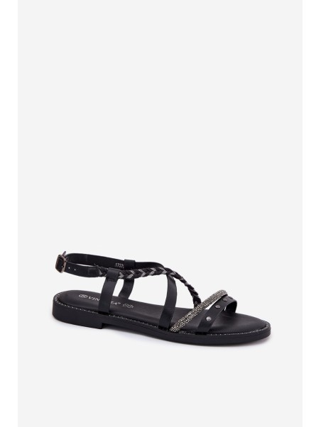 Flat Sandals With Decorative Straps Vinceza 17379 Black