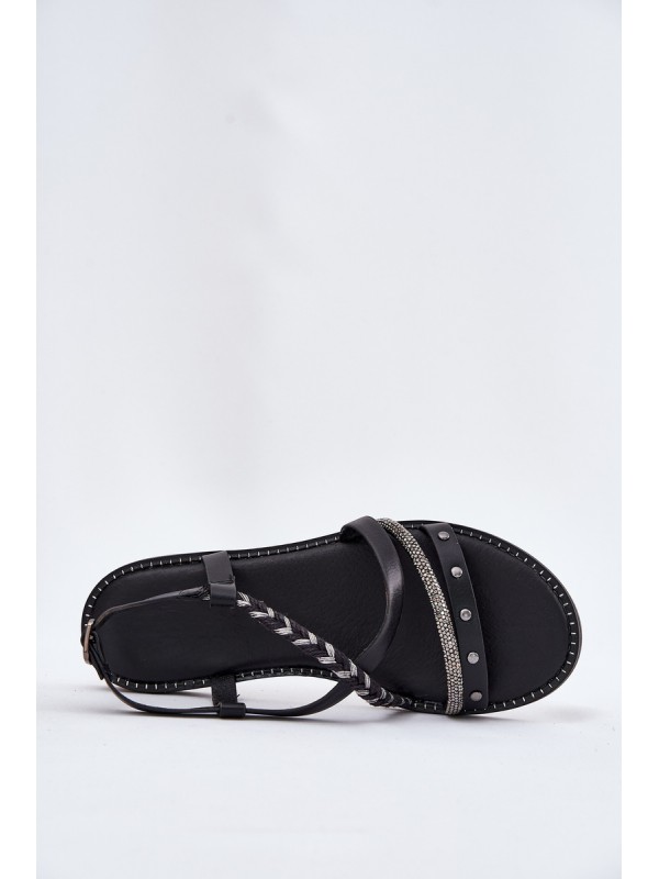 Flat Sandals With Decorative Straps Vinceza 17379 Black