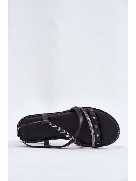 Flat Sandals With Decorative Straps Vinceza 17379 Black