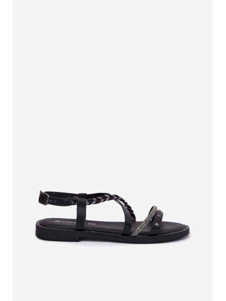 Flat Sandals With Decorative Straps Vinceza 17379 Black