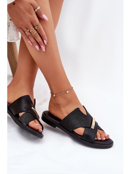 Women Flat Sandals With Decorative Detail Vinceza 17385 Black