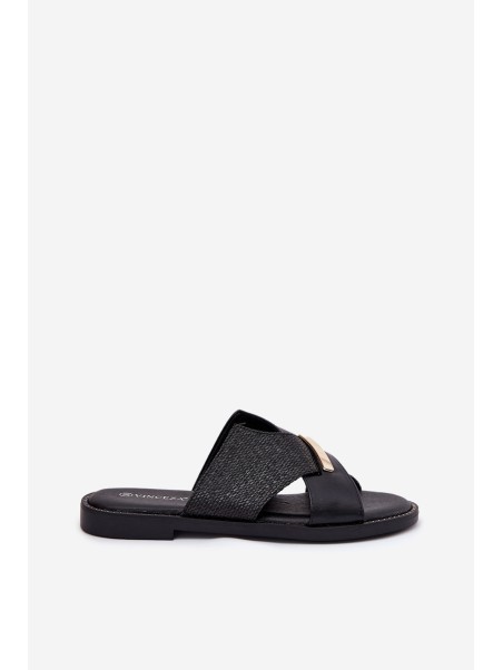 Women Flat Sandals With Decorative Detail Vinceza 17385 Black