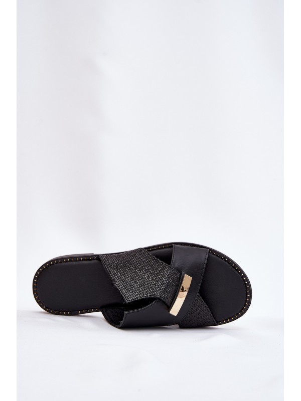 Women Flat Sandals With Decorative Detail Vinceza 17385 Black