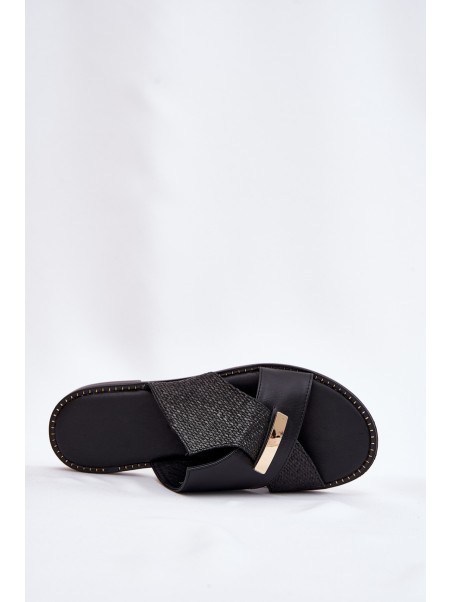 Women Flat Sandals With Decorative Detail Vinceza 17385 Black
