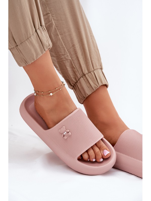 Moteriškos platforminės basutės su putplasčio raštu ir meškiuku Vinceza 75210 Pink