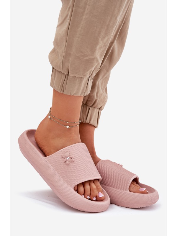 Moteriškos platforminės basutės su putplasčio raštu ir meškiuku Vinceza 75210 Pink
