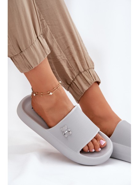 Ladies Foam Sandals On Platform With Bear Vinceza 75210 Gray