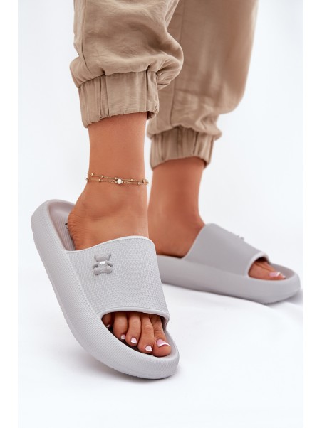 Ladies Foam Sandals On Platform With Bear Vinceza 75210 Gray