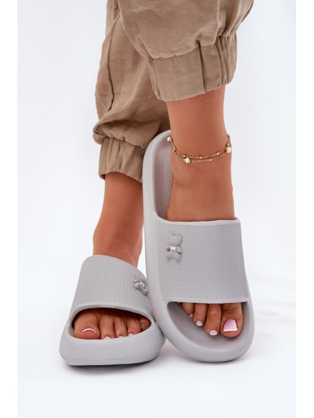 Ladies Foam Sandals On Platform With Bear Vinceza 75210 Gray