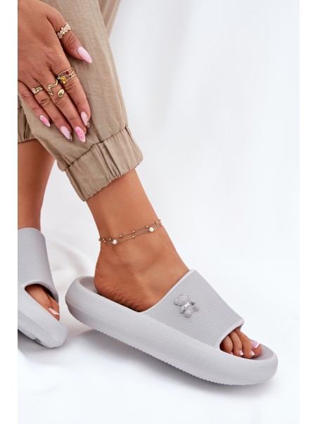 Ladies Foam Sandals On Platform With Bear Vinceza 75210 Gray