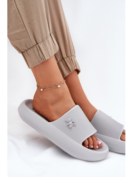 Ladies Foam Sandals On Platform With Bear Vinceza 75210 Gray