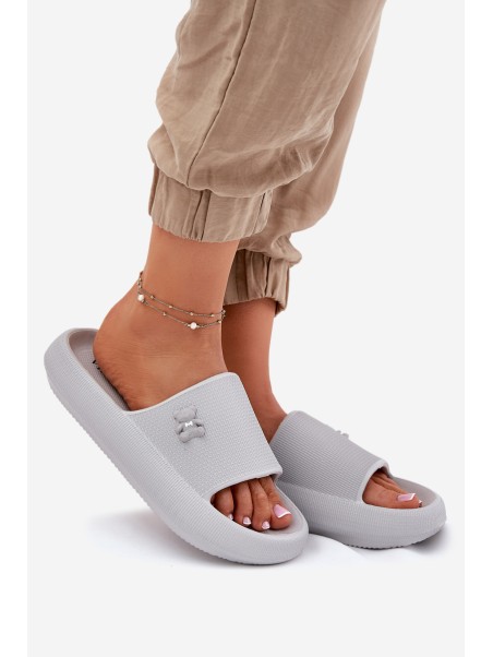 Ladies Foam Sandals On Platform With Bear Vinceza 75210 Gray