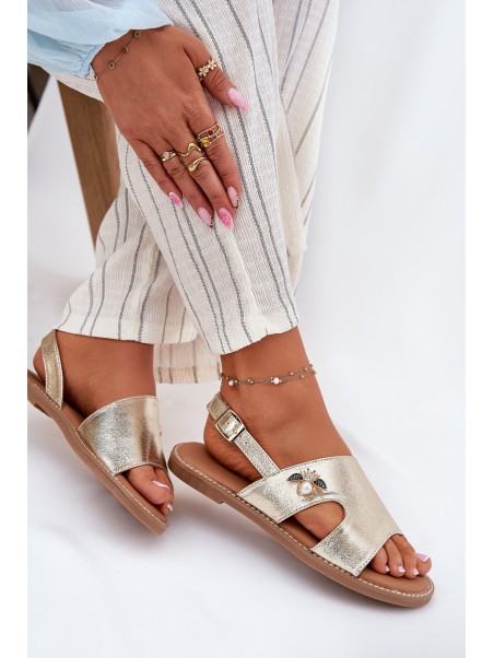 Women's Flat Sandals With Decorative Detail Vinceza 17378 Gold
