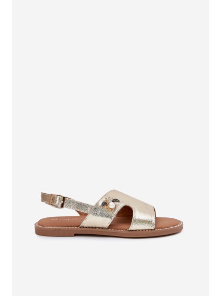Women's Flat Sandals With Decorative Detail Vinceza 17378 Gold