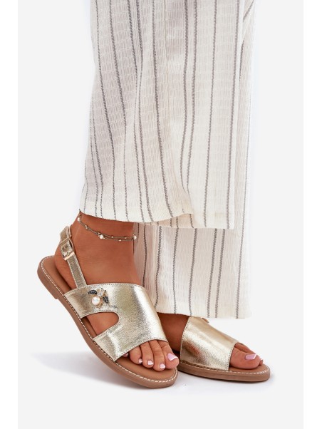 Women's Flat Sandals With Decorative Detail Vinceza 17378 Gold