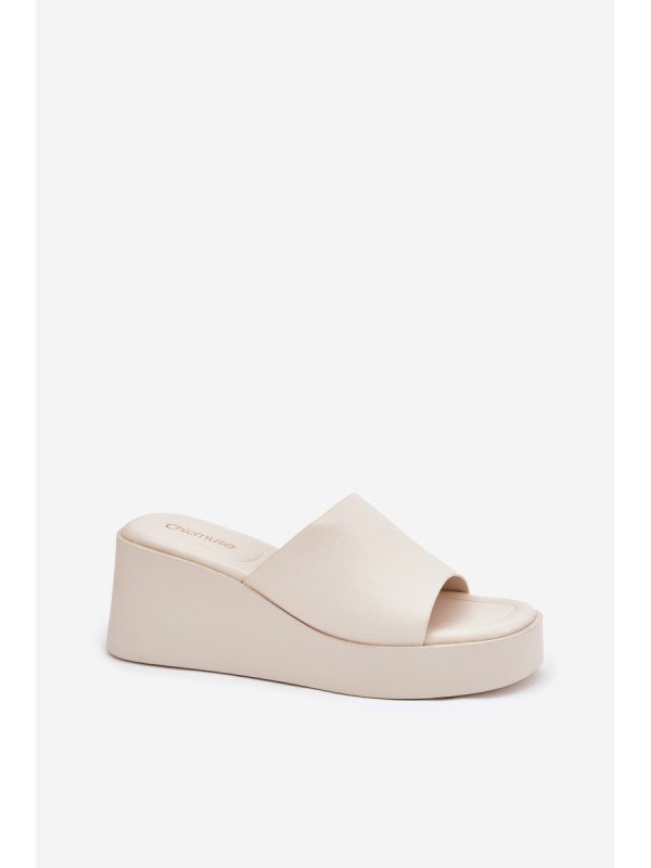 Ladies Wedge Sandals Eco Leather Light Beige Obenae