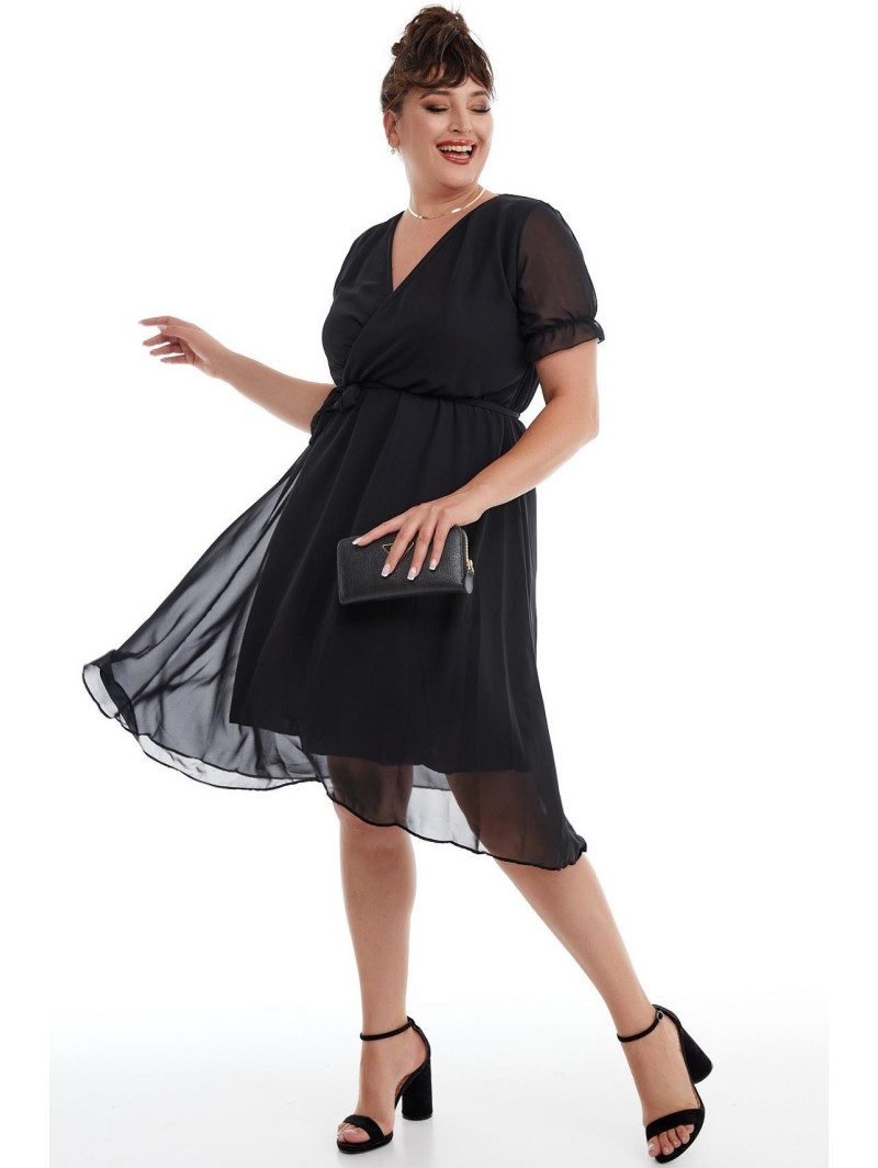Elegantiška juoda suknelė su dirželiu ❤️ Suknelės apkūnioms