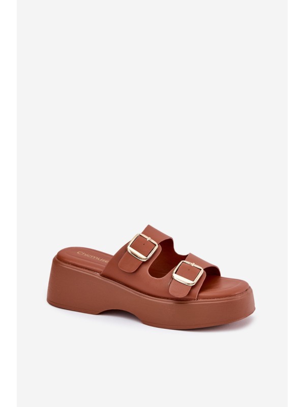 Womens Wedge And Platform Sandals With Buckles Camel Nitarelia