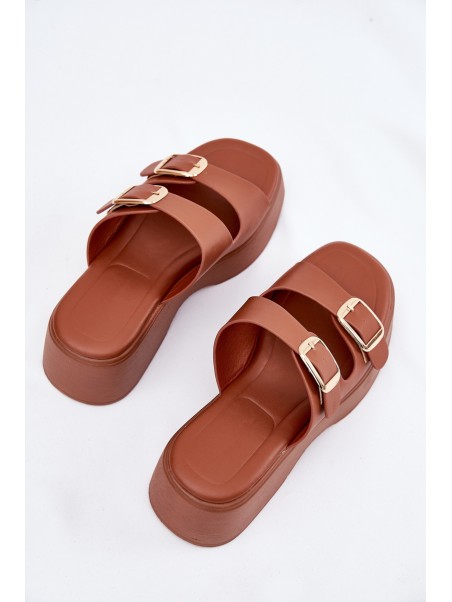 Womens Wedge And Platform Sandals With Buckles Camel Nitarelia
