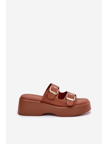 Womens Wedge And Platform Sandals With Buckles Camel Nitarelia
