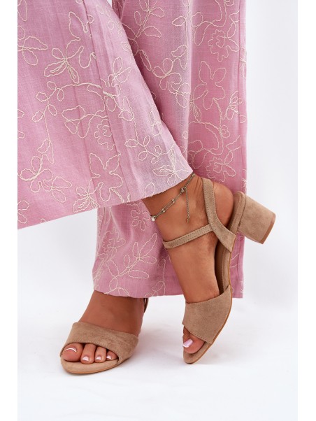 Eco Suede Classic Women's Heeled Sandals Beige Zarnella