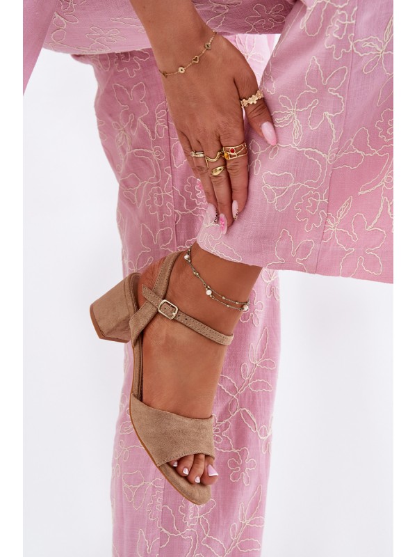 Eco Suede Classic Women's Heeled Sandals Beige Zarnella