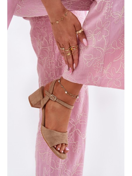 Eco Suede Classic Women's Heeled Sandals Beige Zarnella