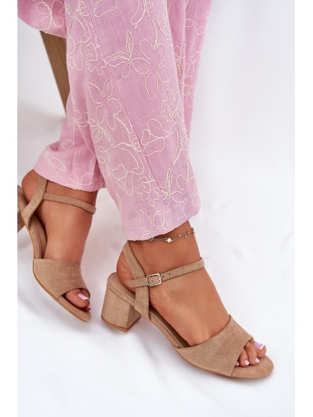 Eco Suede Classic Women's Heeled Sandals Beige Zarnella