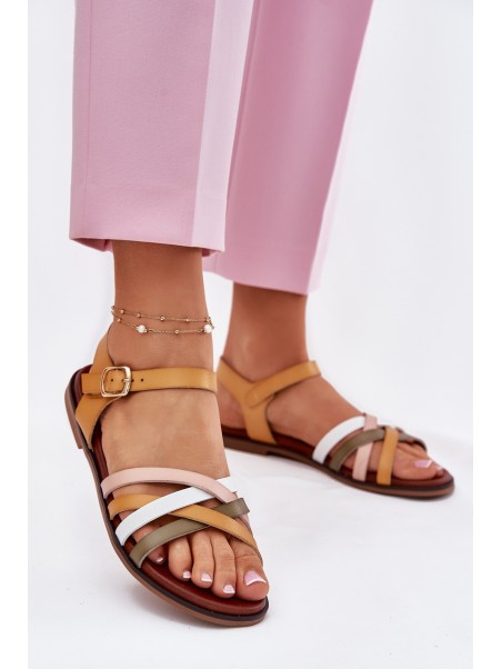 Womens sandals with interlacing straps SK090H yellow Sergio Leone
