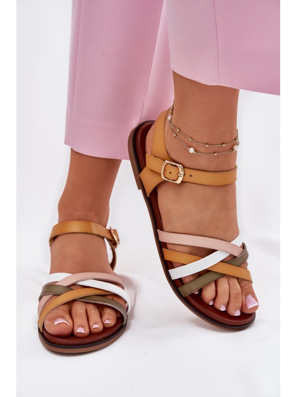 Womens sandals with interlacing straps SK090H yellow Sergio Leone