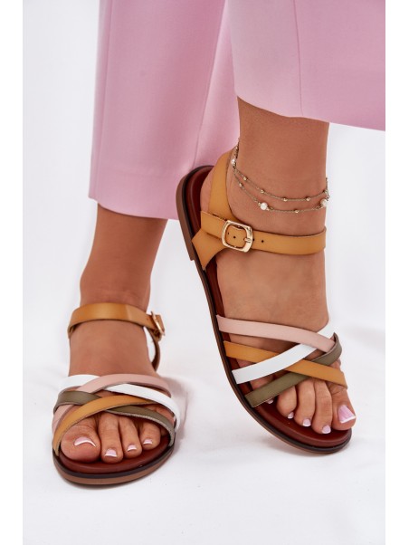 Womens sandals with interlacing straps SK090H yellow Sergio Leone