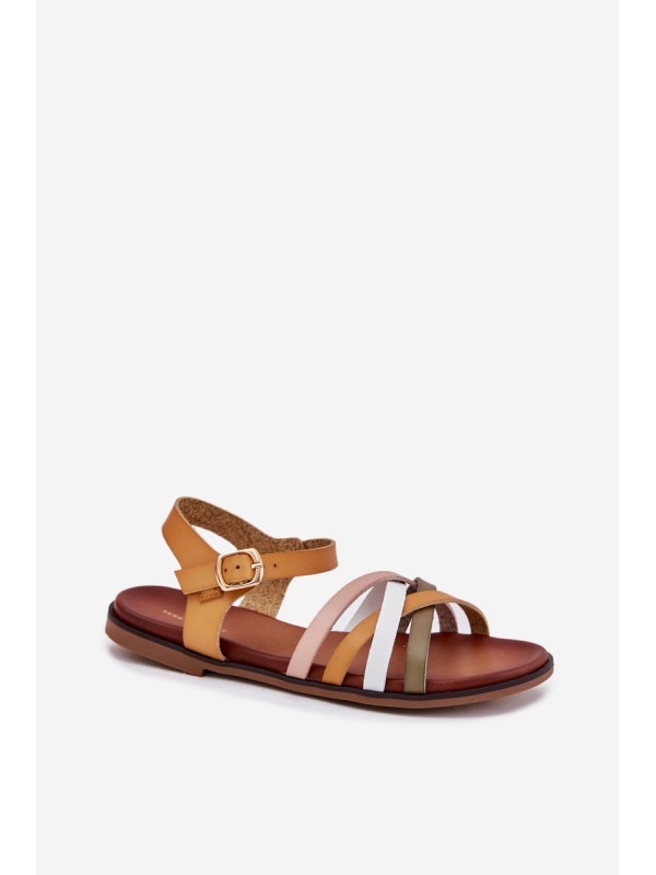 Womens sandals with interlacing straps SK090H yellow Sergio Leone