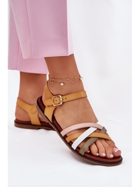 Womens sandals with interlacing straps SK090H yellow Sergio Leone
