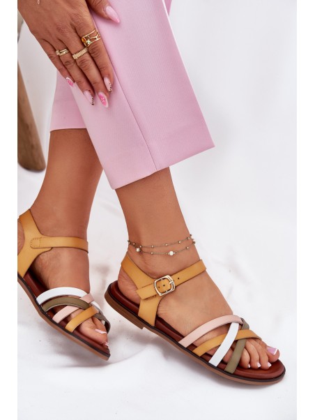 Womens sandals with interlacing straps SK090H yellow Sergio Leone