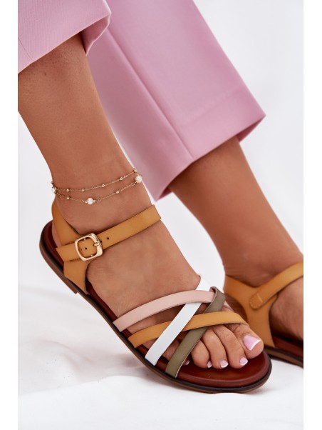 Womens sandals with interlacing straps SK090H yellow Sergio Leone