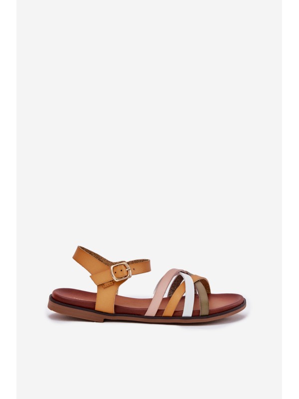 Womens sandals with interlacing straps SK090H yellow Sergio Leone