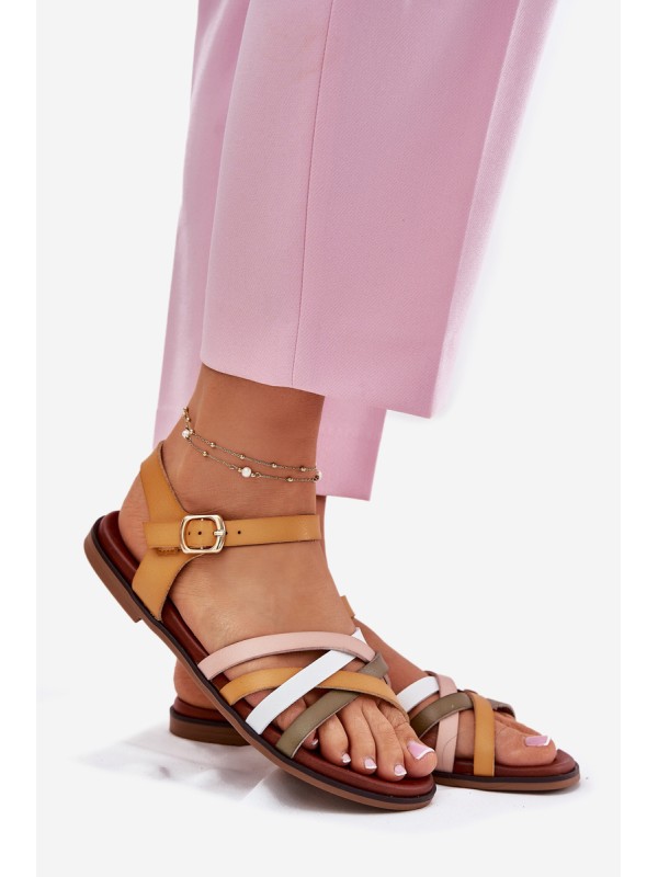 Womens sandals with interlacing straps SK090H yellow Sergio Leone