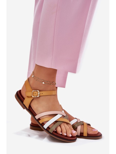 Womens sandals with interlacing straps SK090H yellow Sergio Leone