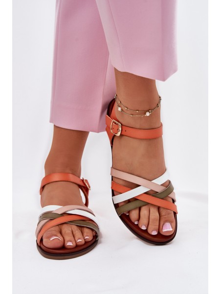 Women's Sandals With Intertwining Straps Orange Sergio Leone SK090H
