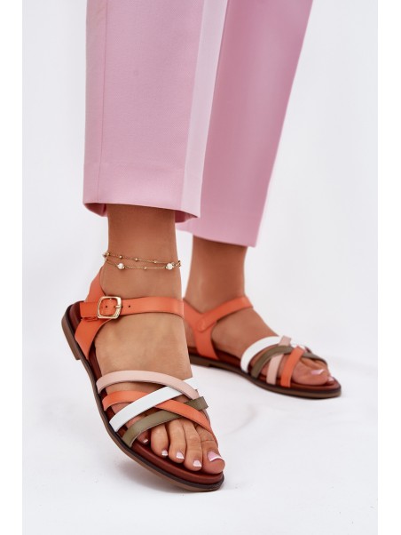 Women's Sandals With Intertwining Straps Orange Sergio Leone SK090H