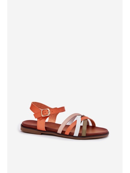 Women's Sandals With Intertwining Straps Orange Sergio Leone SK090H