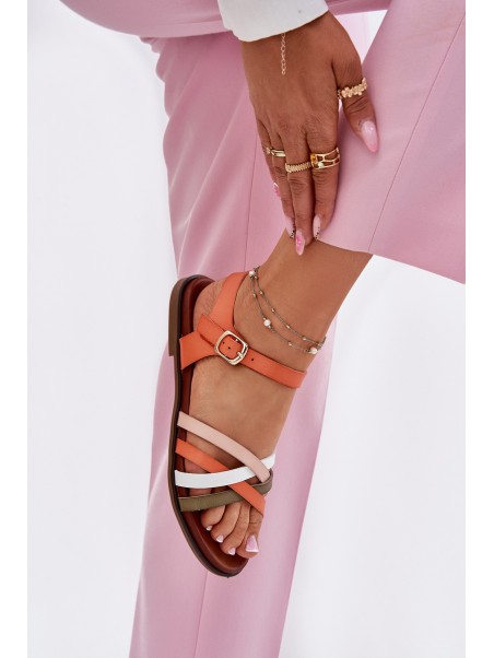 Women's Sandals With Intertwining Straps Orange Sergio Leone SK090H